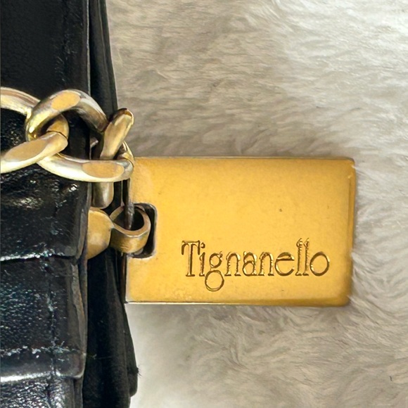 Tignanello Black Crossbody Leather Bag with Tassel Charm - Picture 2 of 12